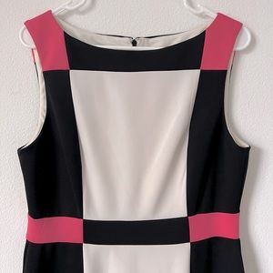 Maggy London Black White & Pink Colorblock Sleeveless Dress Size 14